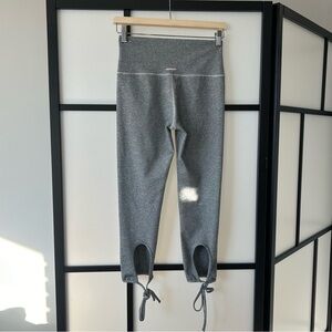 [M] Aerie Women’s Grey On Grey Striped Cropped Tie Back Calf Cut Out Legging